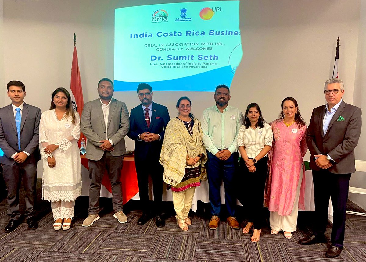 🇮🇳India Costa Rica 🇨🇷 || Business Outreach || Costa Rica India Association & @UPLLtd organised a Business Outreach Event Ambassador @doctorsumitseth addressed a gathering of more than 100 participants and interacted with them to further expand bilateral business relations