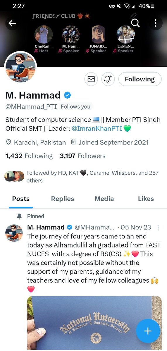 Ayeee hayeee ❤️🤣 Blue tick lgwa lea mj ce pehly 🙂‍↕️ Not fair brry bhai 😂 Congratulations 🎊 @MHammad_PTI