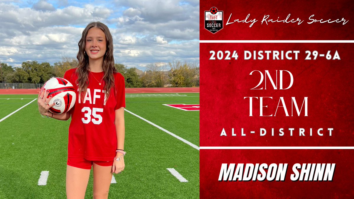 In her sophomore season, Madison Shinn stepped into our starting lineup and helped carry our midfield. Congratulations on your selection to the 29-6A All District 2nd team!