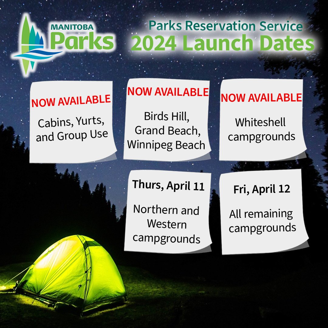 The Parks Reservation Service is now open for Whiteshell campsites. manitobaparks.com 1-888-482-2267 Due to the high demand, users are placed into a queue this morning. Thank you for your patience as the system works through everyone’s requests. #ManitobaParks