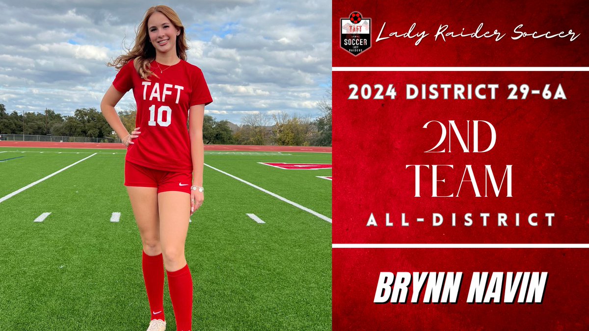 Senior Captain Brynn Navin has been a rock in our backline for 4 years, and we will miss her tremendously. Despite missing several games through a couple of different injuries, Brynn was selected to our District 29-6A 2nd Team. Congratulations!