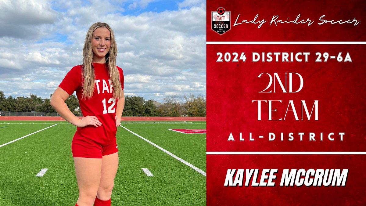 Half defender, half Midfielder, and even throw in a little bit of Goalkeeper, Junior Kaylee McCrum has become one of our most dependable and versatile players. Congratulations on your selection to the District 29-6A 2nd Team!