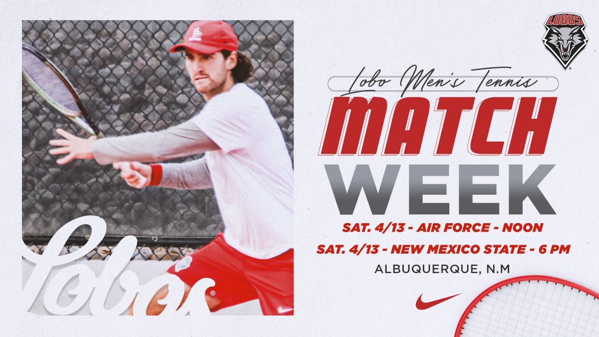 🚨Let's Play Two!!!🚨 📍McKinnon Family Tennis Stadium 📅Saturday, April 13 🆚Air Force ⏰Noon 🆚New Mexico State ⏰6 pm #GoLobos