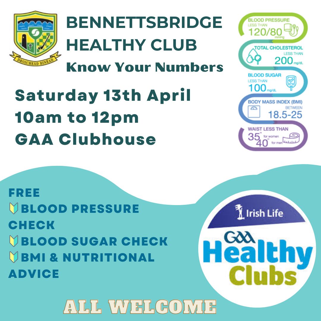 Reminder Know Your Numbers, All welcome this Saturday morning from 10 to 12 in the clubhouse