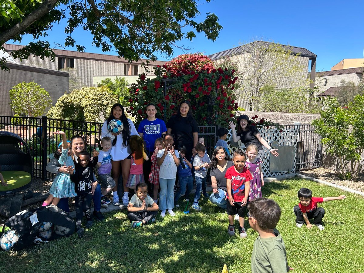 Shoutout to our Women’s Soccer team for volunteering today on our NLV campus at our “CSN Early Childhood Education Lab School.” Our Lady Coyotes took part in the annual “Week of the Young Child” event that focuses public attention on the needs of young children & their families.