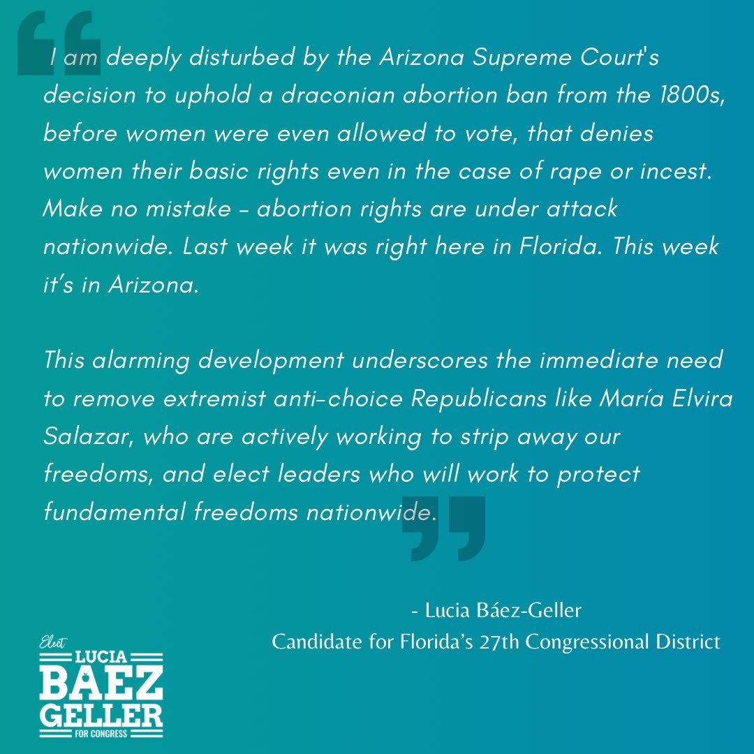 My statement on the Arizona Supreme Court's decision on a near-total abortion ban.