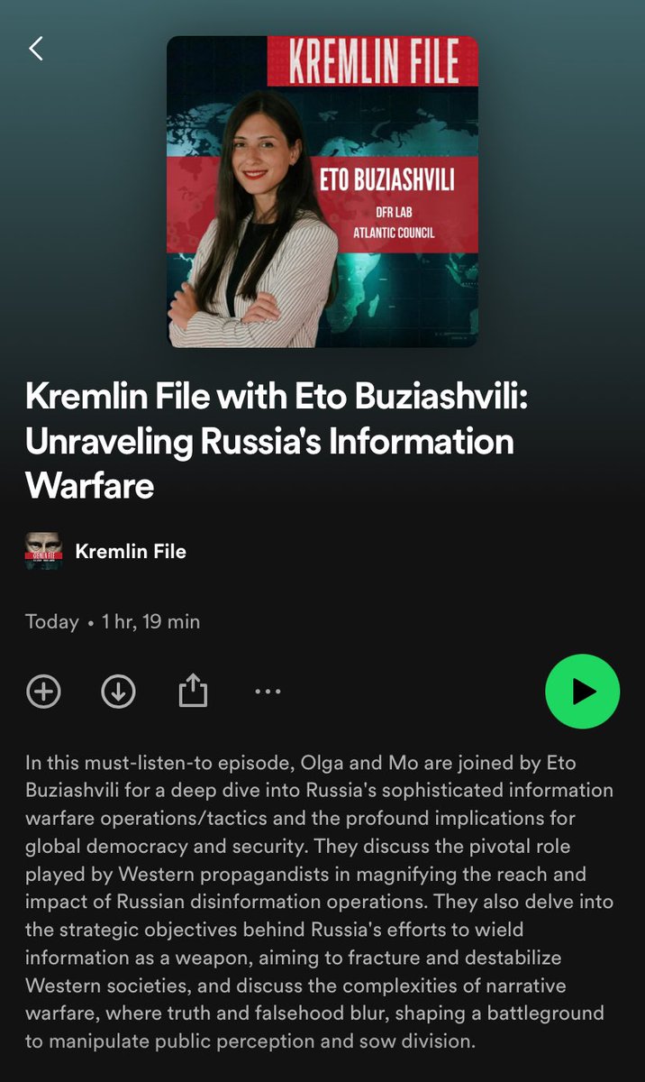 It was truly a pleasure to join @KremlinFile - one of my favourite podcasts - and discuss Russia's sophisticated influence operations with amazing hosts @OlgaNYC1211 and @MoniqueCamarra! Spotify: rb.gy/o0vgco YouTube: rb.gy/ntr6gb