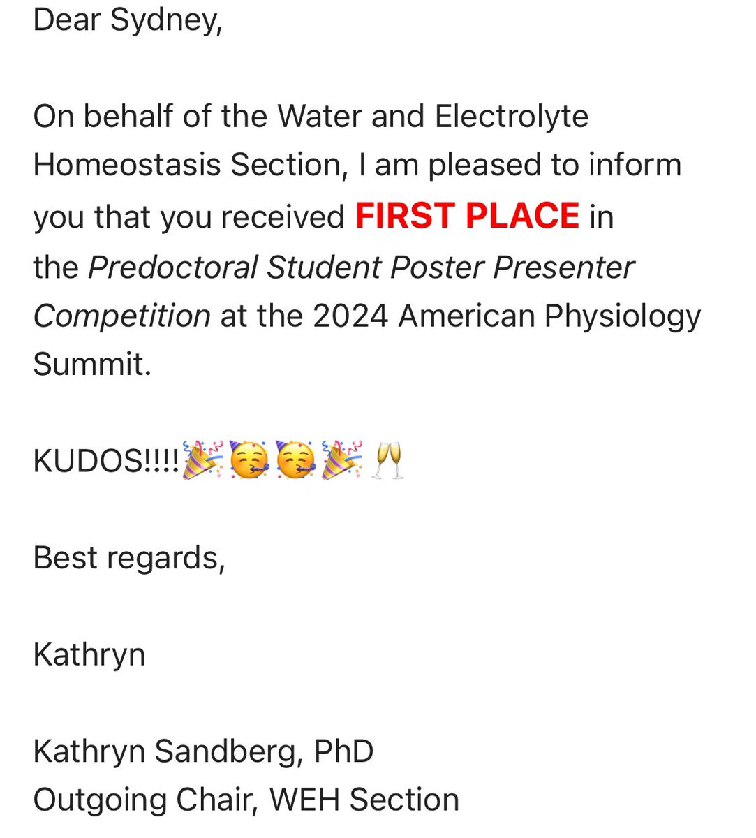 What an honor! 
😊 Thank you! <a href="/APSPhysiology/">American Physiological Society</a> <a href="/WEHsectionAPS/">Water and Electrolyte Homeostasis APS</a> <a href="/annetkiraboc1/">Annet Kirabo D.V.M., M.Sc., Ph.D., F.A.H.A.</a>