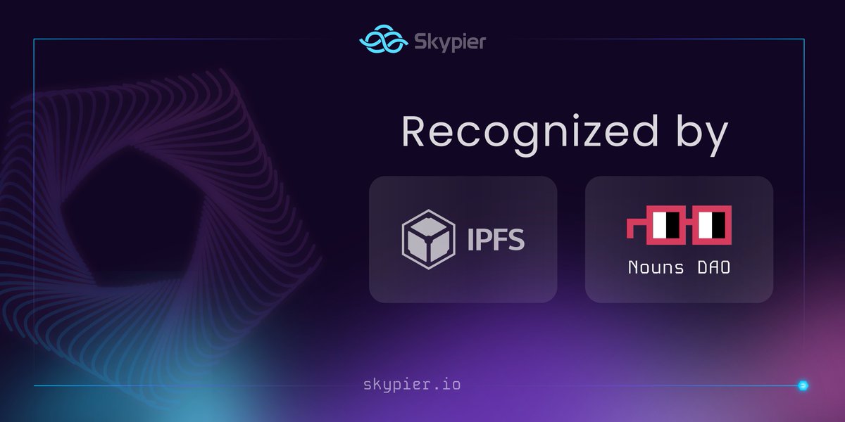 SkypierIO's tweet image. We carried the momentum from @ETHGlobal NYC and started Skypier after winning the Best Public Good Prize from @nounsdao  and Grand Prizes from @Filecoin &amp;amp; @IPFS ! 🏆 

Join our wait-list at skypier.io to be part of the data privacy movement!
