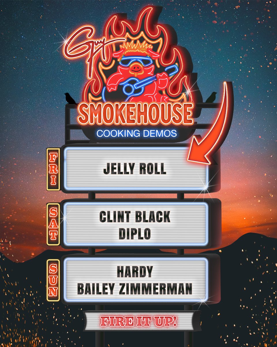 I'll bring my big fork and spoon! See ya'll at @Stagecoach for some finger-lickin'- good food from my buddy, @GuyFieri.