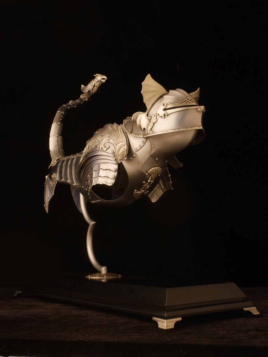 JeffdeBoer9's tweet image. Photographing the finished Gothic Cat today! I am always thinking about the book or poster I am going to do some day so every shot has to count. The photo is another artifact from the process. #jeffdeboer #gothiccat #gothicstyle #catarmour #sculpture #yycarts #littlemetalfoxes