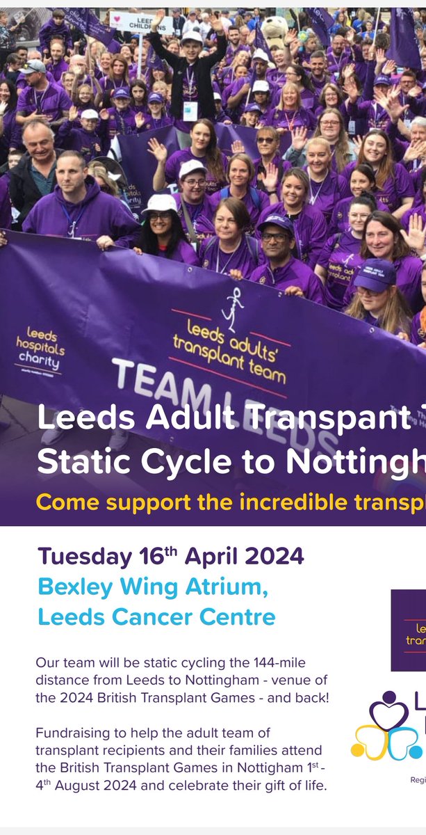 Anyone wanting to show their support or even jump on a bike for a little while, please come down and help us out Xxx 🫶💜 @LeedsHospitals @Kidney_Research @LTHTKidneys @NHSOrganDonor @share_wishes Xx