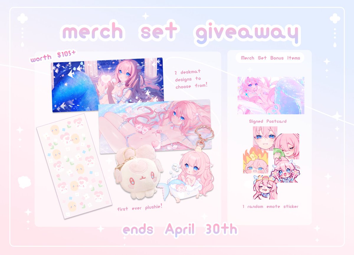 【✧ Merch Set Giveaway ✧】 To enter: ෆ retweet, follow, like ෆ comment ur favorite item or future merch suggestion win merch worth $105+ ! ⁞ ends April 30th 🌷