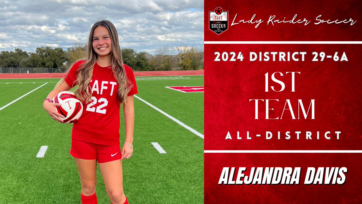 Sophomore Alejandra Davis played all over the Midfield and attacking lines and finished 2nd on our team and 2nd in our District in assists with 20. Congratulations on being selected to the District 29-6A 1st Team!