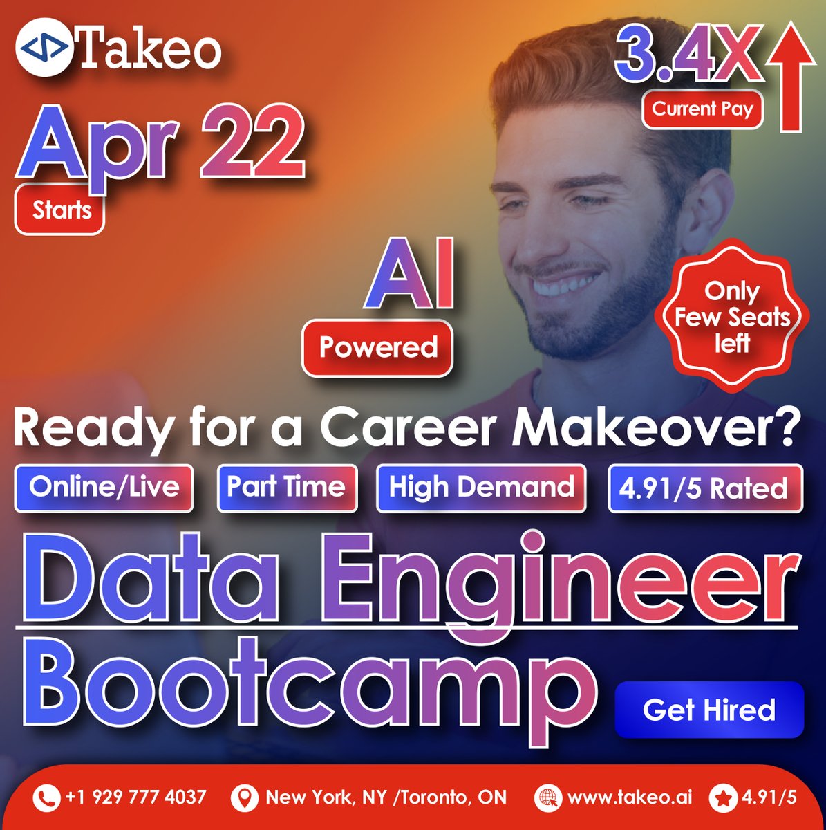 Ready to revamp your career with data expertise?

𝐓𝐨 𝐀𝐩𝐩𝐥𝐲: takeo.ai/data-engineer-…

#dataengineerbootcamp #learndataengineering #dataskills #bigdata #codingbootcamp #foden  #techcareer #machinelearning #takeo #takeobootcamp #datacareer #data