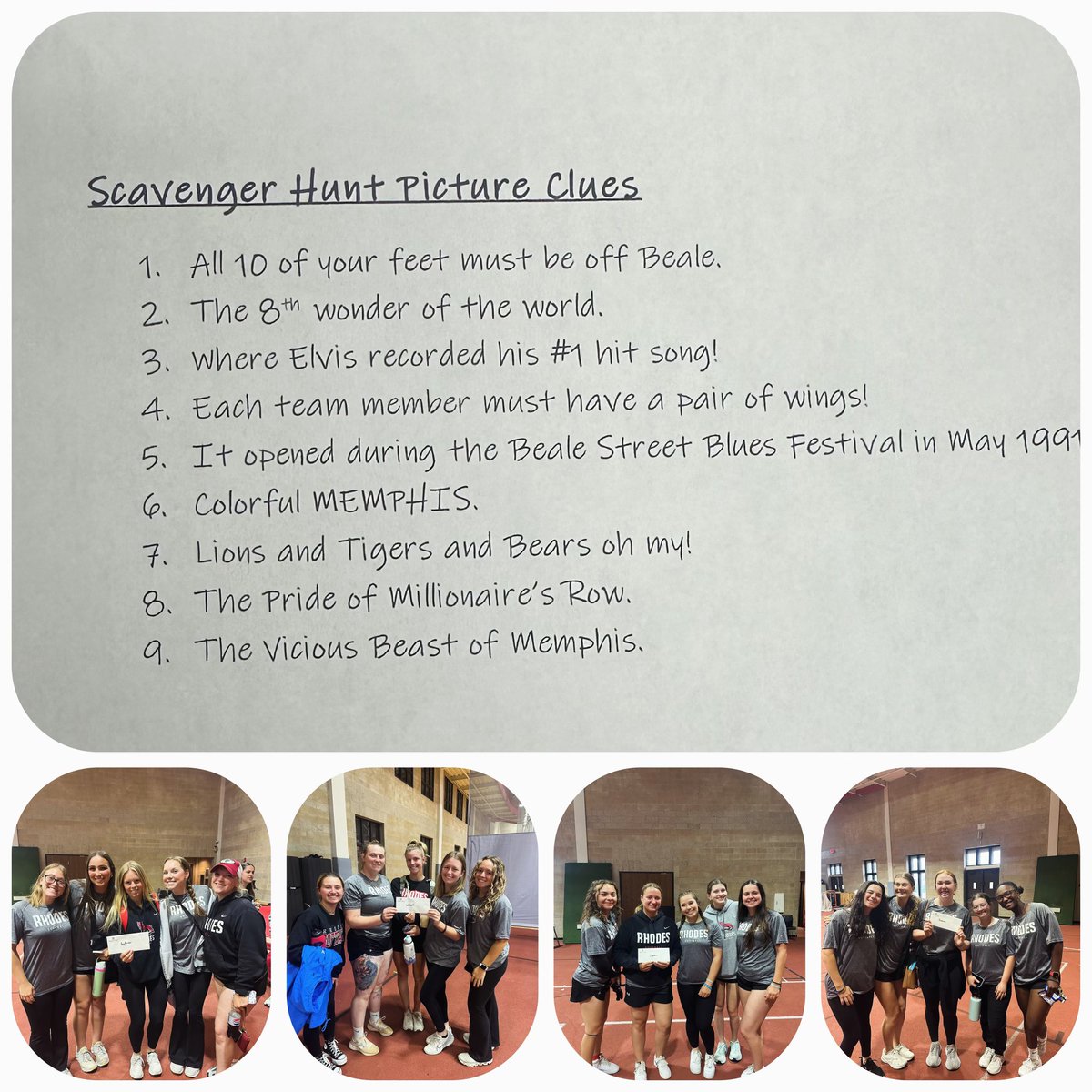 Memphis Style Scavenger hunt today - with a LOT of house points on the line! All 4 houses are racing to finish the photo scavenger hunt first - but they have to be correct! Enjoy the clues they got - but shhhh don’t help them! 
#memphisisourcity #burntheships #builtdiiiferent