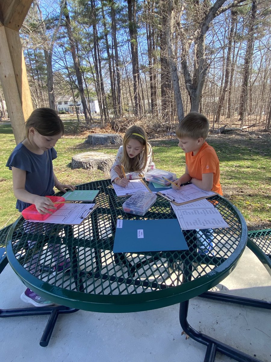 Perfect day to use the outdoor classroom as we worked on our opinion writing graphic organizers. Hopefully, we can use it again this week! #memupton #MURSDthrives