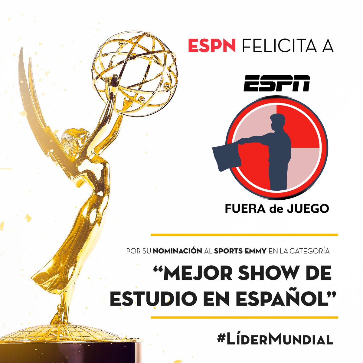 🤩 ¡ESTAMOS NOMINADOS! Felicitamos a todos los que forman parte de nuestro programa tras la nominación como mejor show estudio en español. #SportsEmmys