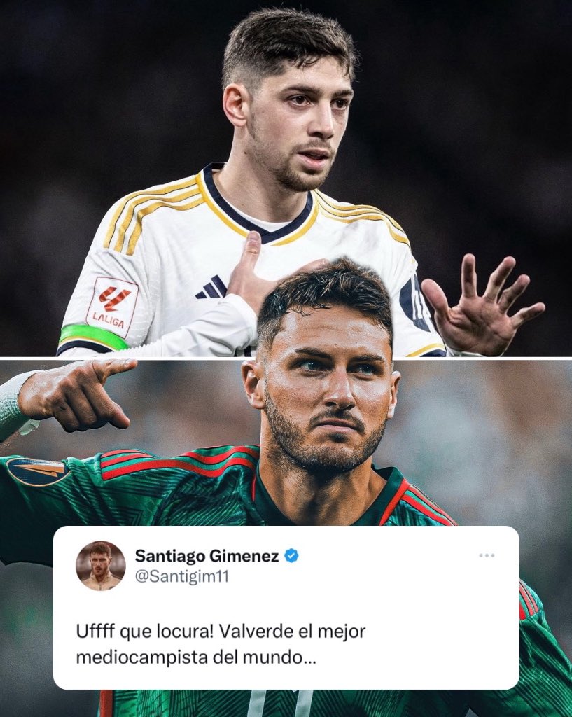 Santi Gimenez’s reaction to Fede Valverde’s goal vs Manchester City 🌎🌟 🇲🇽🤝🇺🇾