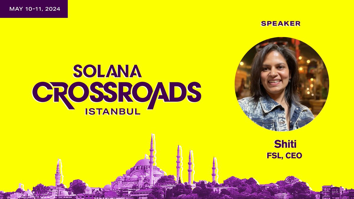 Upcoming Event! 🔥 We're excited to announce that FSL's CEO, @shitirastogi, will be speaking at the upcoming @SolanaCrossroad event in Istanbul! 🎟️ For the next 48 hours only, use code 'solana' to get 25% off tickets. ➡️ solanacrossroads.com See you there 👋