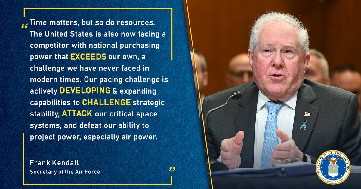 SecAF Kendall testified before the Senate Defense Appropriations Committee April 9th, advocating for the Department of the Air Force's budget request for fiscal year 2025. Read More: af.mil/News/Article-D… spaceforce.mil/News/Article-D…