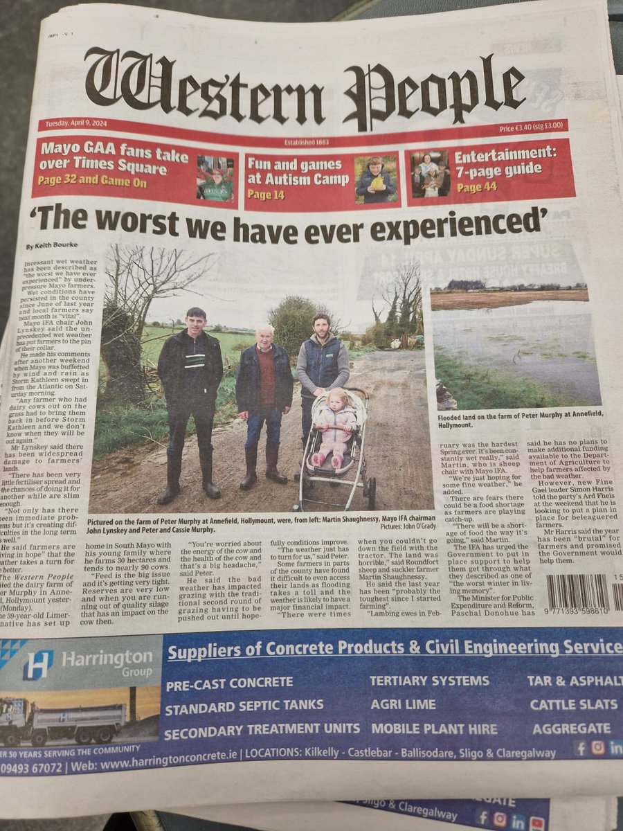 Mayo IFA highlights probably the worst period of poor weather conditions farmers have experienced in living memory. Govt aid, Banks, Co Op's & all state agencies must support farming throughout the year ahead. @IFAmedia @WesternPeople @AgrilandIreland @amyforde6 @aca_services