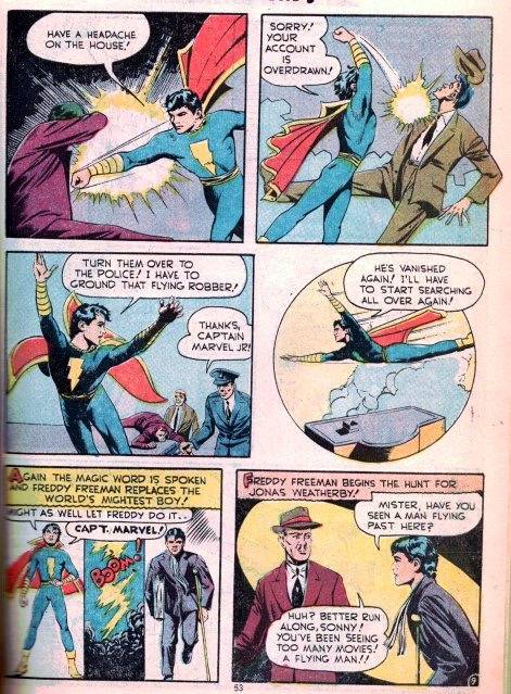 In honor of Mac Raboy's birthday, I'd like to share this classic story by Mac Raboy. Eighty-one years ago, Captain Marvel Jr. stopped Jonas Weatherby from using 'The Vest Pocket Levitator!' facebook.com/photo/?fbid=10…