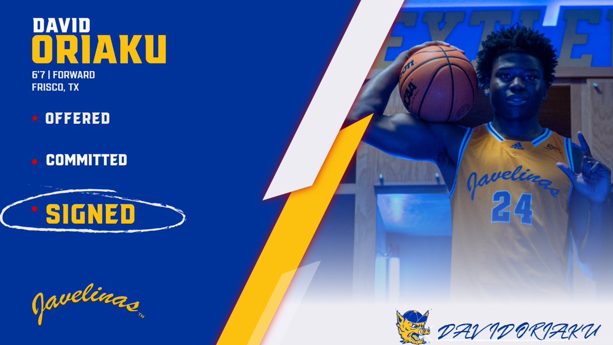Please help Welcome David Oriaku to Our Program. @Itsdavid4x comes to the Javelinas after a 1st team All District and Defense MVP season at Frisco Lone Star High School #NextLevel🏀🐗