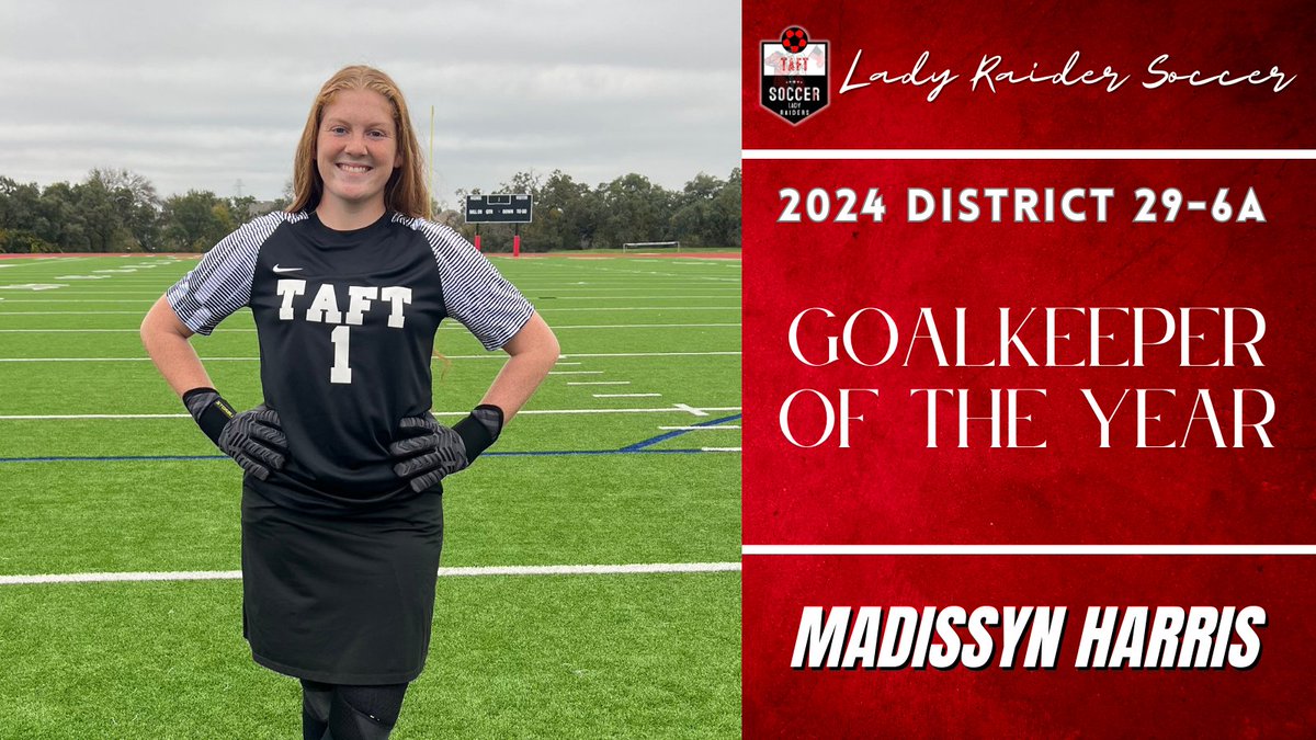 Junior Madissyn Harris needs to change her jersey number to 3 - as in 3X Goalkeeper of the Year for District 29-6A! Congratulations, Madz, and let's go for 4!