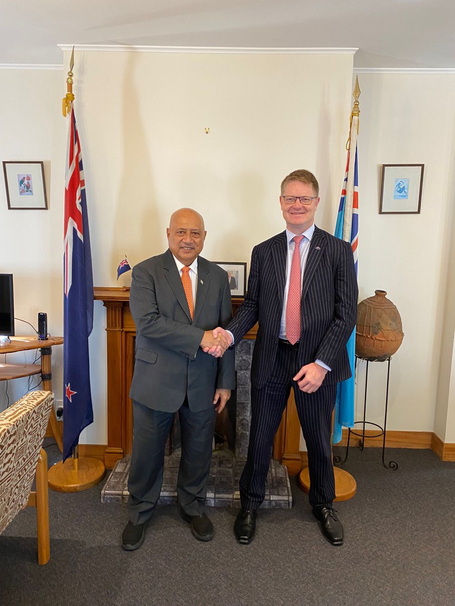 Ni sa bula vinaka @InokeRatu! Pleasure to meet ahead of my visit to Fiji 🇫🇯 & discuss our partnership in the Pacific. 🤝 #strongertogether @EUPasifika @EUinNZ