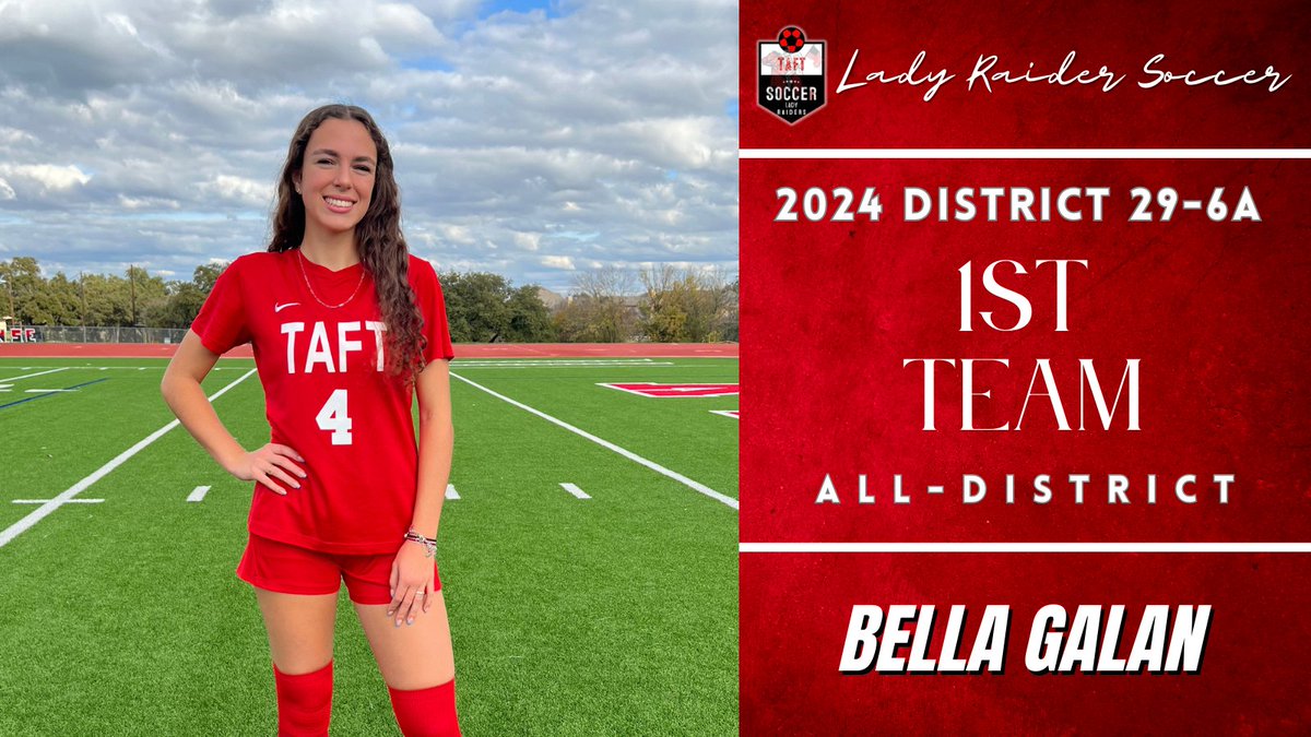 Senior Captain Bella Galan has been a force for @Taft_Soccer for 4 years! Exemplary teammate, leader, and defender. We are going to miss her so much, but know she will do great things @McNeeseSoccer! Congratulations Bella on your selection to the District 29-6A 1st Team!