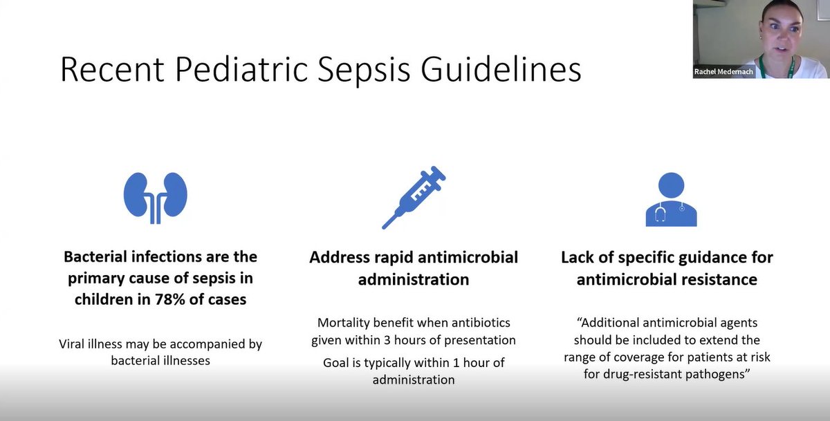 HAPPENING NOW: Rachel Medernach, MD, MSCI discusses recent pediatric #sepsis guidelines and the frequency of bacterial infections as a primary cause of sepsis in pediatric patients. #PedsICU AMRConference.org #AMR #AntimicrobialResistance