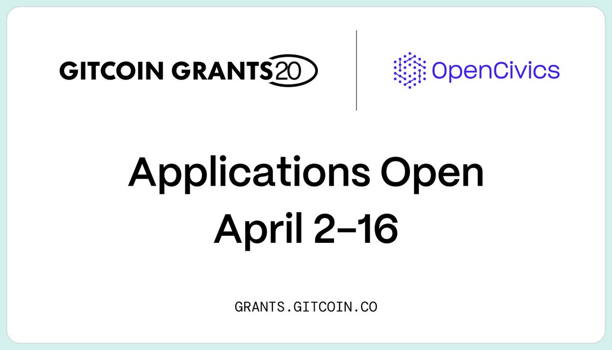 One week left to submit a grant application for our second grant round on @gitcoin's @alloprotocol! We're giving away $40k+ to civic innovators! Are you working on tools or frameworks that help the public work better together? We'd love to see you apply! opencivics.co/grants