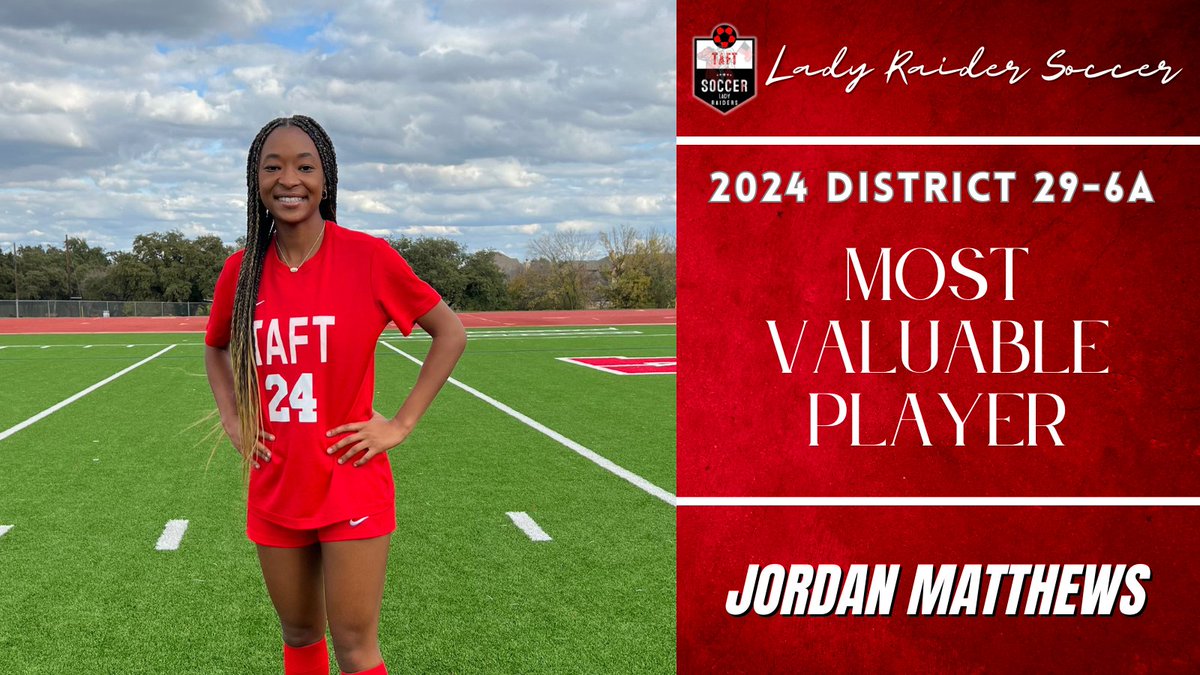 Senior Captain Jordan Matthews set our single season scoring record, with 51 goals. Just an absolute wizard on the field, we will miss her so very much! Congratulations on all your accomplishments and for being selected as the District 29-6A Most Valuable Player!