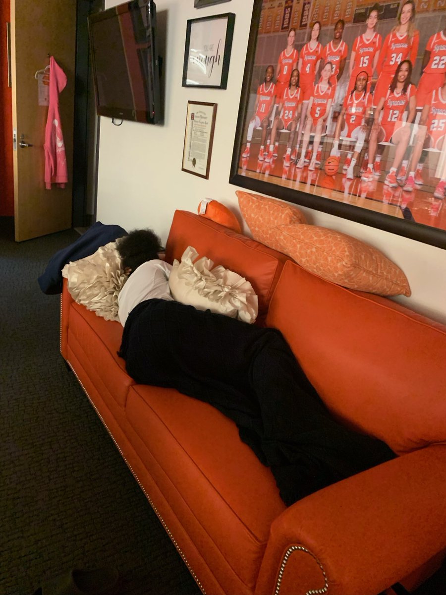 Came in my office and to my surprise I find this young lady sleeping on my couch! I quietly grabbed my keys and purse - took a picture - and left her there to rest. I will miss Dyaisha Fair everyday! 🥰❤️🧡🍊