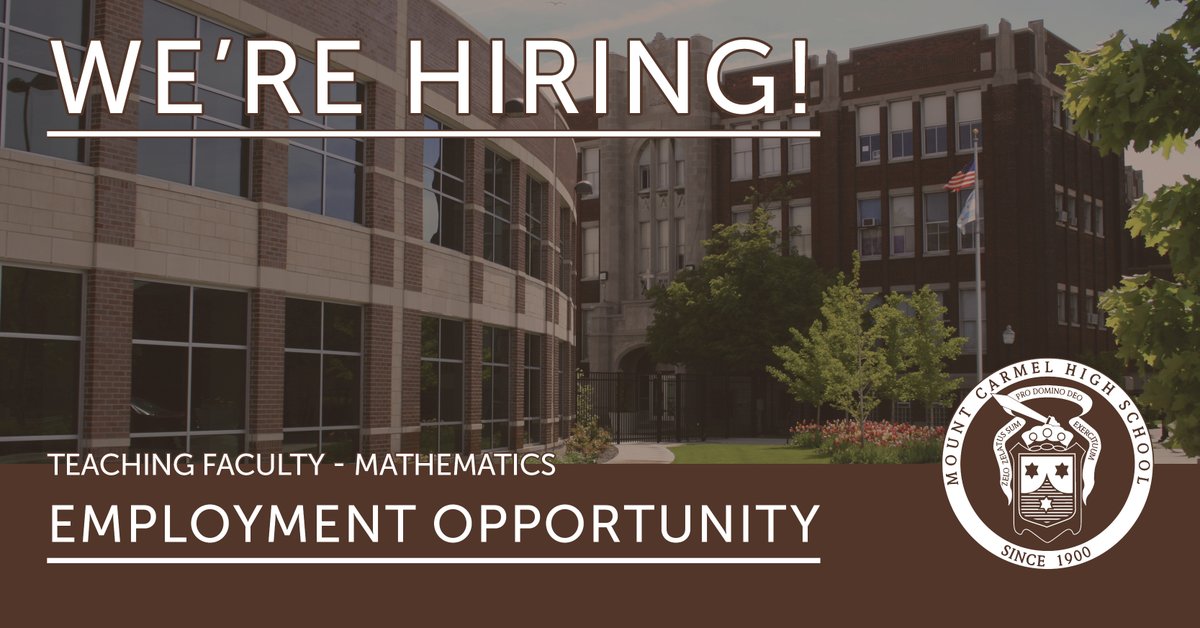 Did you know that Mount Carmel is hiring? You could join our talented group of faculty and staff members dedicated to reaching and teaching the young men of Mount Carmel. mchs.org/about/employme…