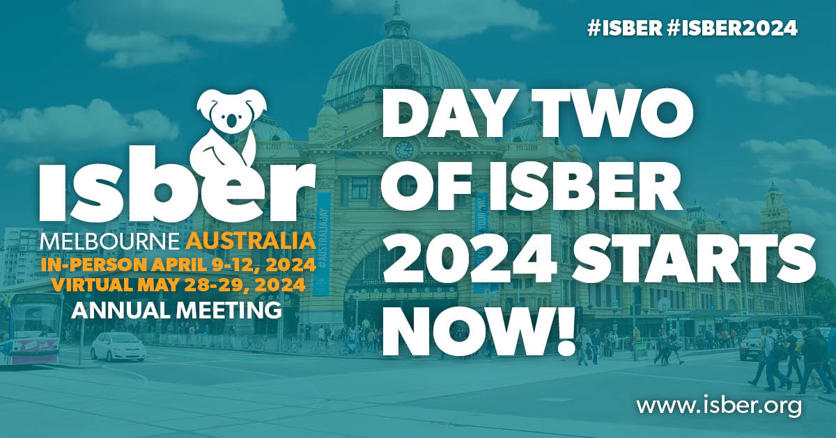Day 2 of #isber2024 is starting now!
Start your day with a 5K run or walk and with a good coffee, join the insights from ISBER’s Latest Best Practices. Choose between 2 symposia, and 3 corporate workshops. Attend the oral presentations before the Exhibitor and Posters reception.