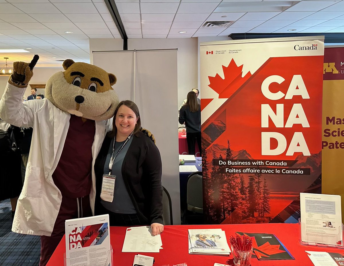 Even Goldy loves Canada! Trade Commissioner Ali Kimlinger is at @UMNDMD this week spreading the word on Canada’s world-class medical technologies industry and exploring opportunities for collaboration with Minnesota’s #medtech ecosystem. #DMD24 #CanadaInMN