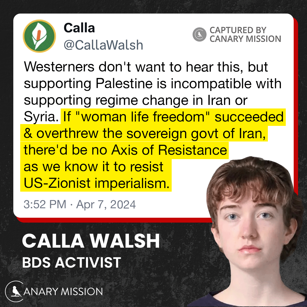 She'd rather see Iranian people suffer forever so that the tyrannical regime can keep the fight against Israel going. How ideologically captured you must be to utter such an evil idea.