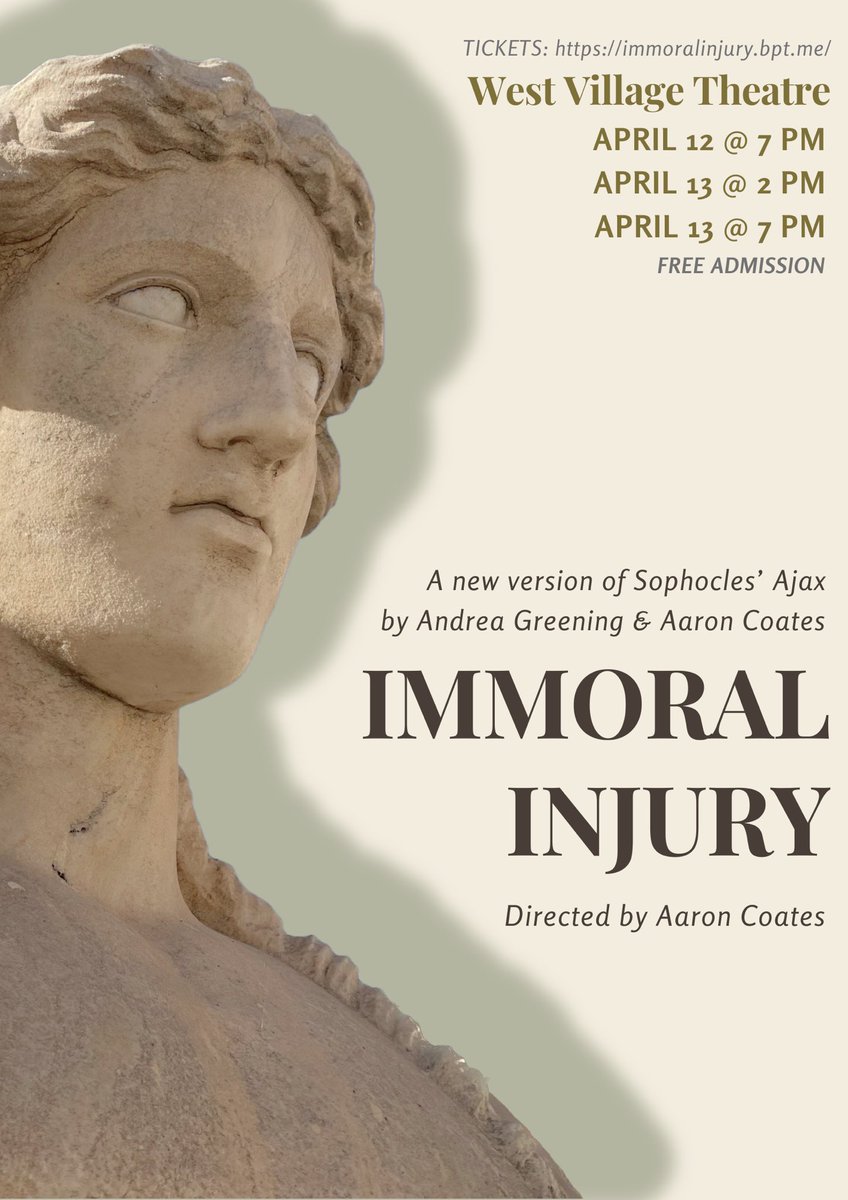 In Calgary this weekend Veterans are presenting a modern version of classic Greek play that touches on moral injury & transition from service. If you can, check it out. @WestVTheatre