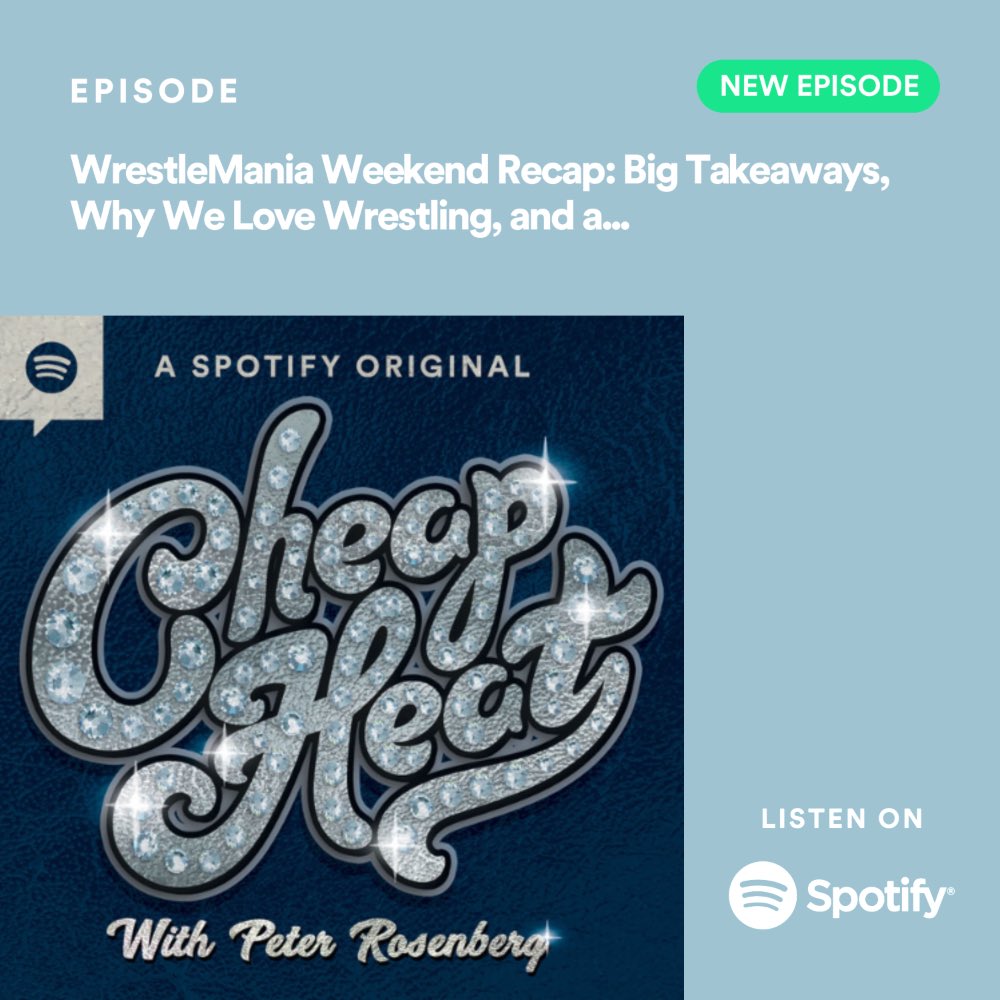 🎙️CHEAP HEAT🎙️ @Rosenbergradio and @StatGuyGreg are recovering after an epic Mania weekend and talk through where WrestleMania 40 ranks all-time, The Undertaker’s cameo, Damian Priest’s cash-in and so much more! open.spotify.com/episode/2ldaOw…