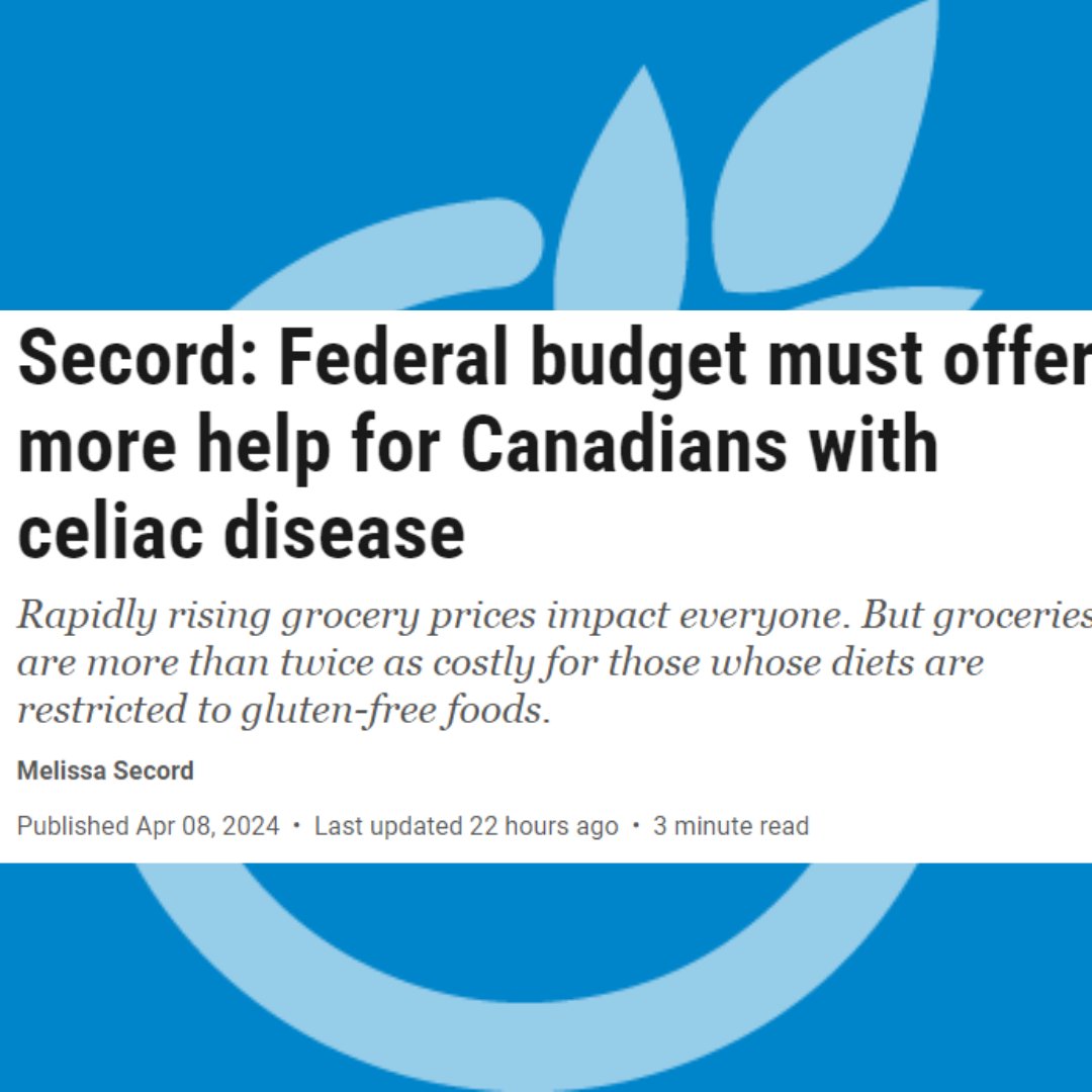 It’s time for the federal budget to recognize the financial burden of celiac disease. Canadians need a tax credit to manage the high cost of gluten-free living. Read Executive Director Melissa Secord's op-ed: ottawacitizen.com/opinion/secord… #Celiac #GlutenFreeTaxCredit