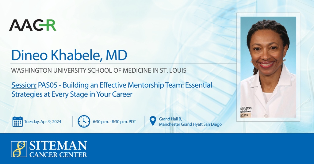 #AACR24: @DKhabeleMD, of @SitemanCenter at @BarnesJewish and @WUSTLmed, co-chairs this professional advancement session @GrandHyattSD. abstractsonline.com/pp8/#!/20272/s…