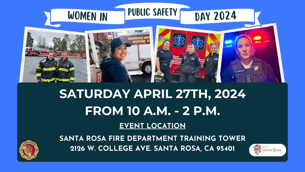 Attend the 2024 Women in Public Safety Day! This educational career expo offers LIVE demonstrations and networking opportunities to encourage more women and girls to enter the field of public safety! srcity.org/Calendar.aspx?…