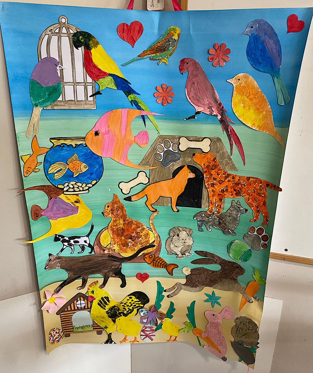 Ahead of this year's #NationalPetDay on Thursday, residents & staff at @Runwood_Homes #CherryTreeLodge #SeniorLiving #LeamingtonSpa really enjoyed reminiscing about their pets & painting this fabulous @creativemojo pet montage🥰 #LivingLaterLifeWell #artsforall #dementiafriendly