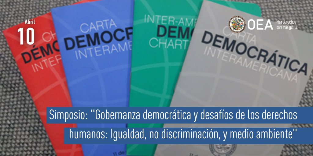 #MAÑANA | Simposio: 'Gobernanza democrática y desafíos de los derechos humanos: Igualdad, no discriminación, y medio ambiente' 📅10 de abril ⏰12:00 EDT (16:00 GMT) 📍Student Conference Center, Lisner Hall - Room 201; 2023 G St NW, Washington,DC 20052 ℹ️oas.org/ext/es/princip…