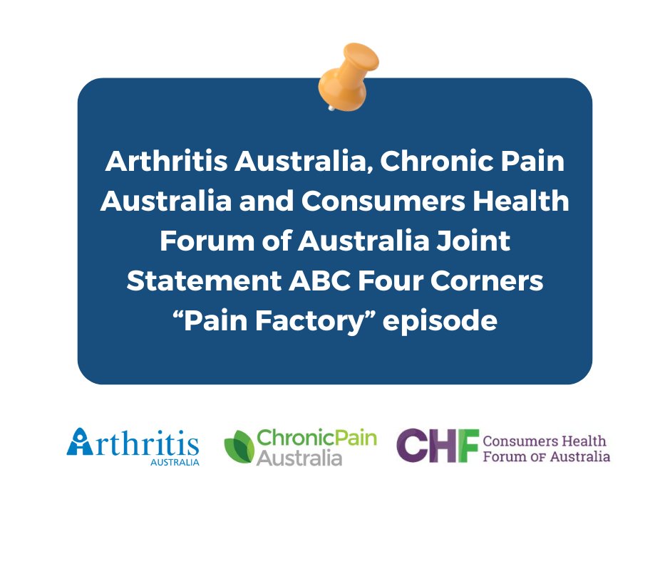 We have joined with @ChronicPainAust and the @CHFofAustralia to express our serious concerns about the issues exposed in Monday night's 4 Corners investigation on the pain industry. We have called for an urgent inquiry. Read our joint statement at: buff.ly/4aL7EWO