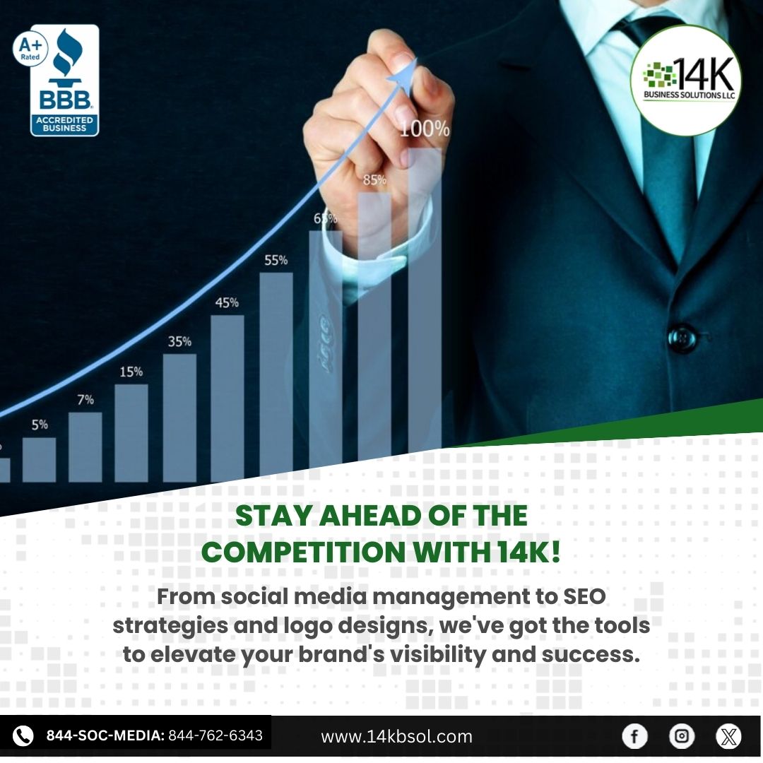 Stay ahead of the competition with 14K!

Call Us Today: (267) 283-6111
Visit our website: 14kbsol.com
#14KBSOL #digital #marketing #SMM #content #solutions #logodesign #socialmediamanagement #designs #seo #tools #brand #strategies #stayahead #fridaywisdom