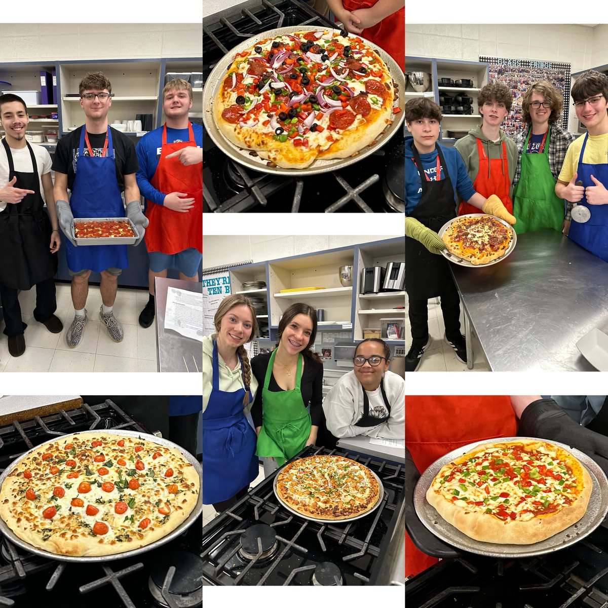 Some of the delicious pizzas made by culinary 2 students for their pizza cook-off today 🍕They’re done with yeast breads for the semester and now it’s time to learn about pies & pastries! #Empower95