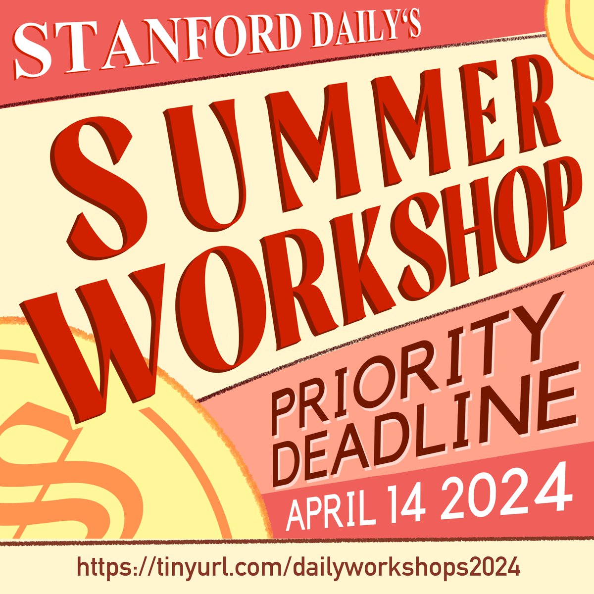 5 days left to apply to The Stanford Daily's Summer Journalism Workshop for high schoolers. tinyurl.com/dailyworkshops…